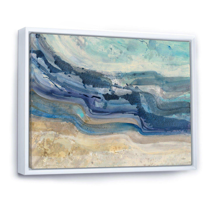 Coast Blue Sea Waves Watercolour - Nautical &amp; Coastal Canvas Wall Art