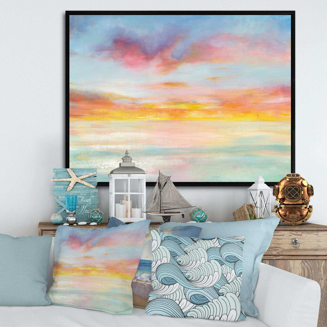 Pastel Pink And Blue Clouds - Nautical &amp; Coastal Wall Art Prints