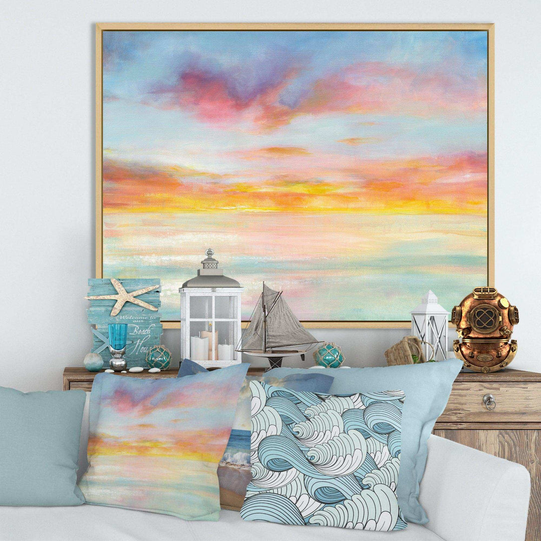 Pastel Pink And Blue Clouds - Nautical &amp; Coastal Wall Art Prints