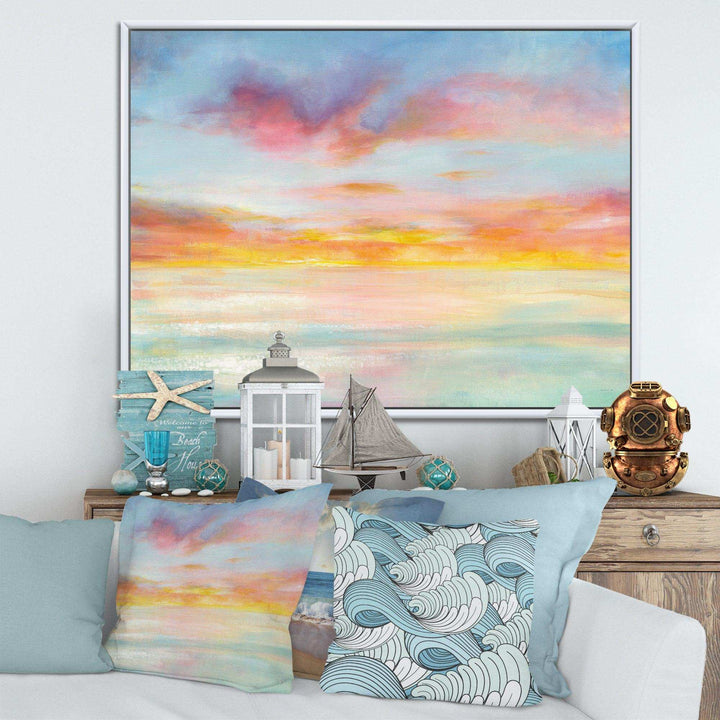 Pastel Pink And Blue Clouds - Nautical &amp; Coastal Wall Art Prints
