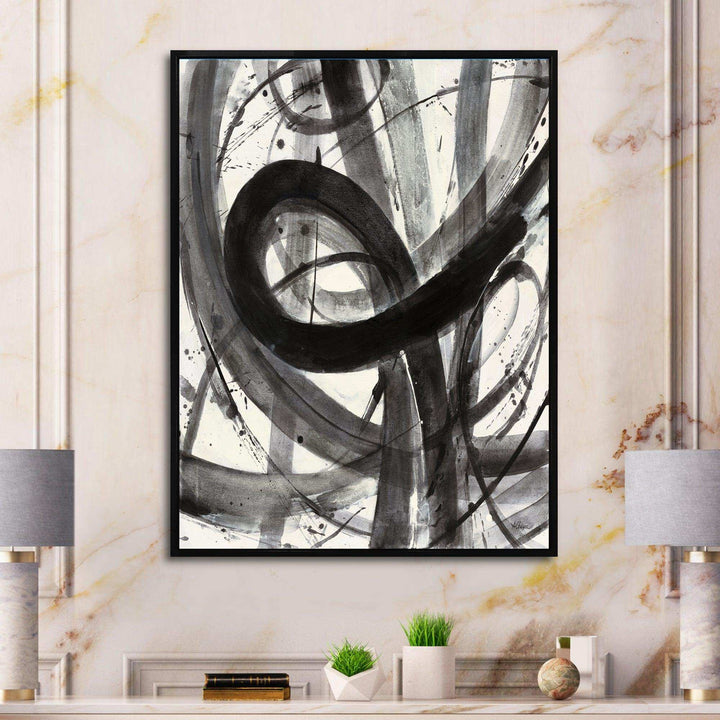 Black and White Minimalistic Painting - Modern Canvas Wall Art