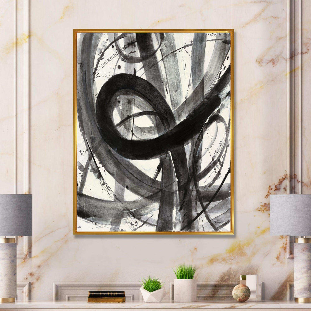 Black and White Minimalistic Painting - Modern Canvas Wall Art