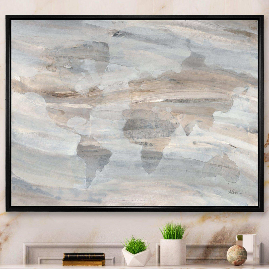 Misty World Map - Traditional Canvas Wall Art