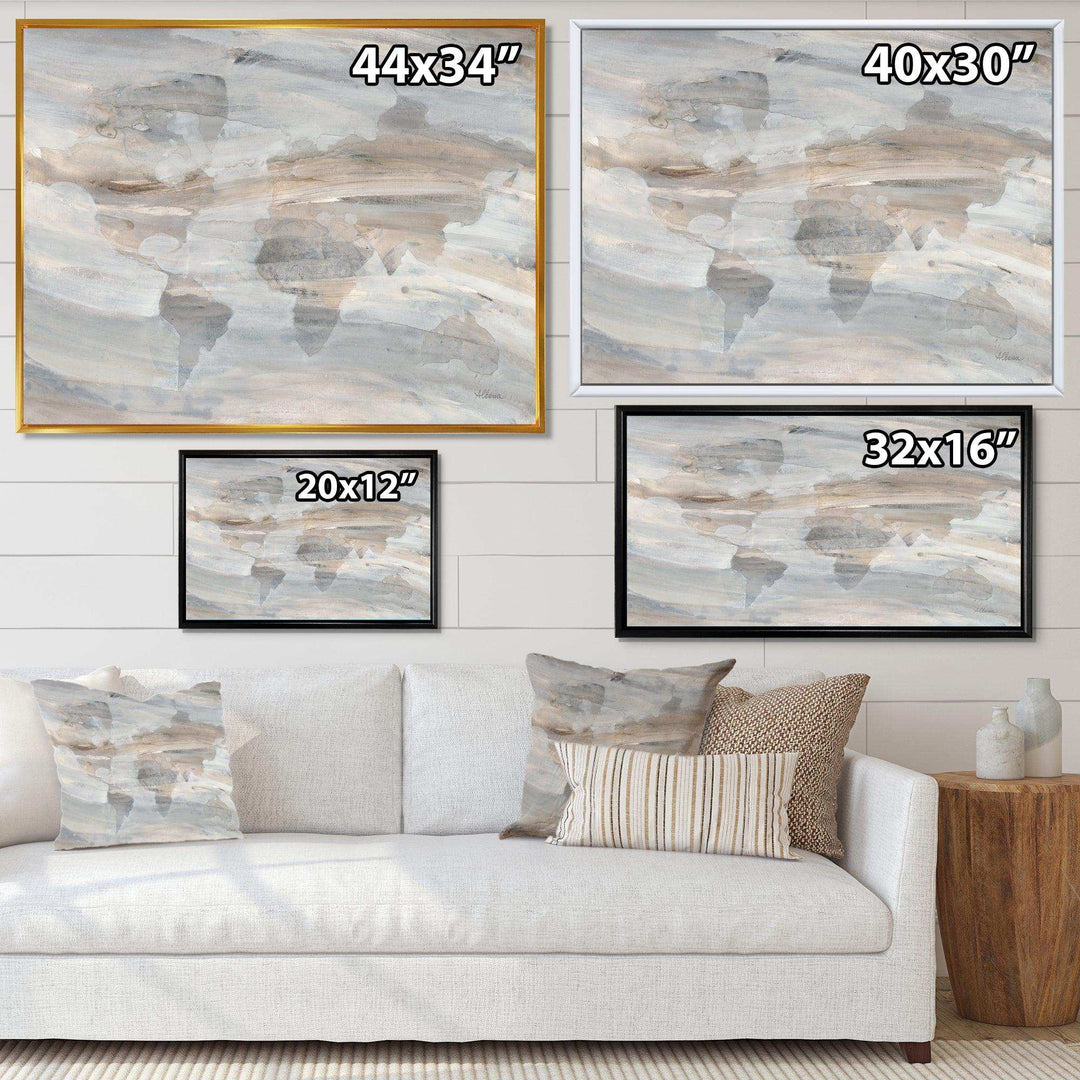 Misty World Map - Traditional Canvas Wall Art