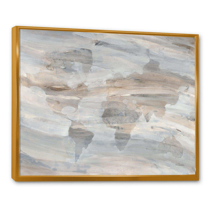 Misty World Map - Traditional Canvas Wall Art