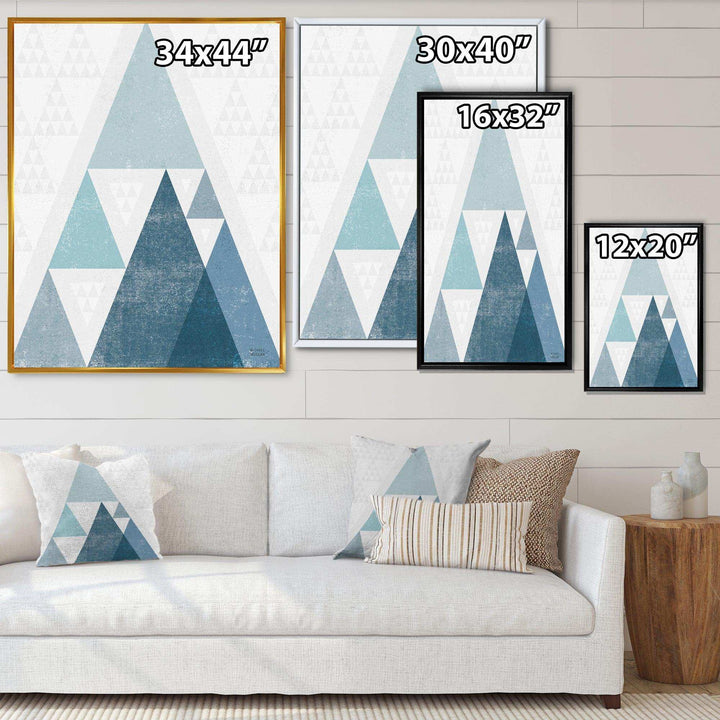 minimal Triangles III Blue - Mid-Century Modern Living Room Wall Decor