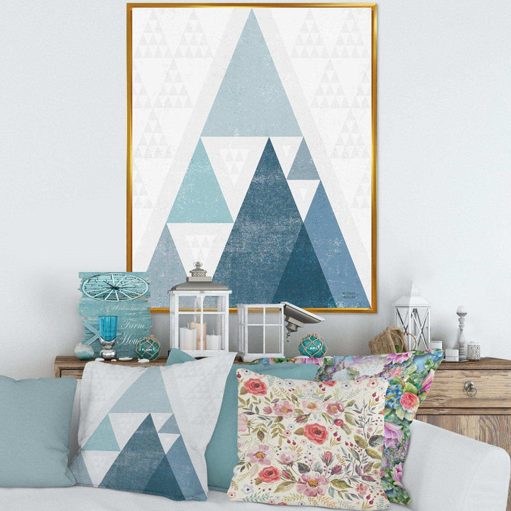 minimal Triangles III Blue - Mid-Century Modern Living Room Wall Decor