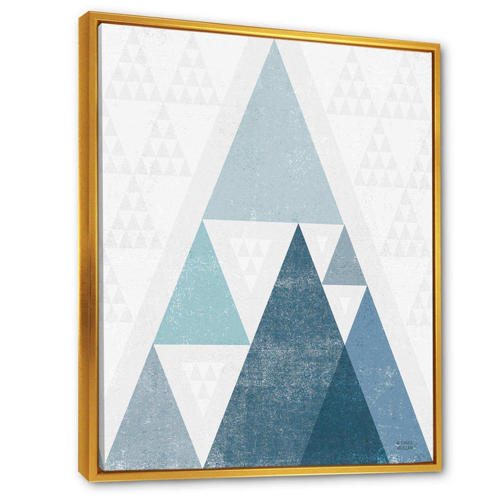 minimal Triangles III Blue - Mid-Century Modern Living Room Wall Decor
