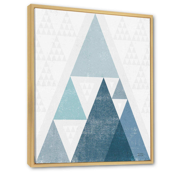 minimal Triangles III Blue - Mid-Century Modern Living Room Wall Decor