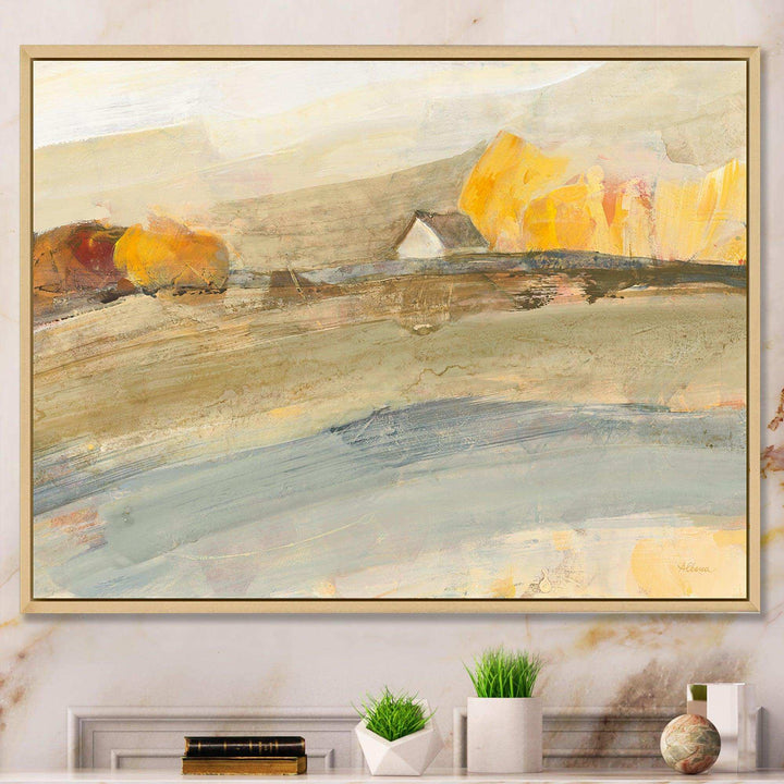 Orange Brown Farm House - Farmhouse Bedroom Wall Art