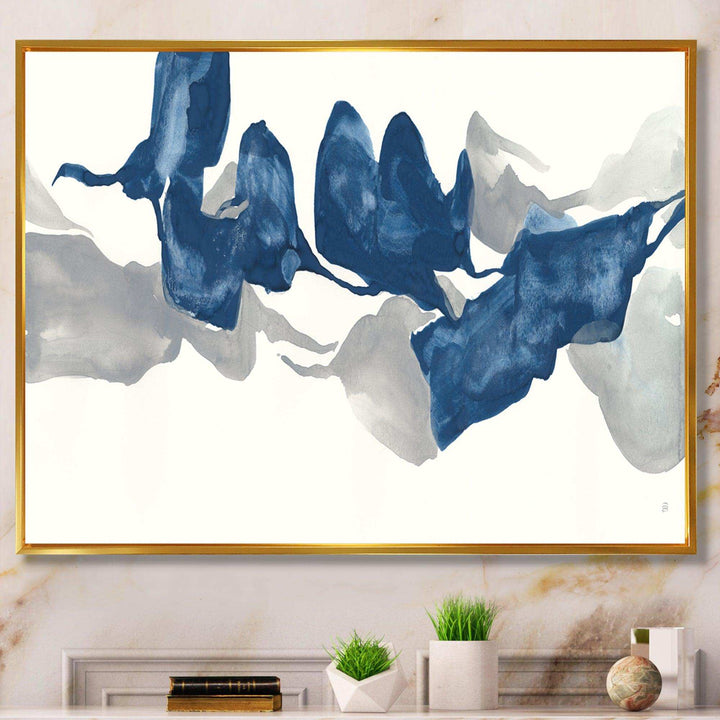 Gouache Sapphire on Gray - Modern Living Room Wall Decor