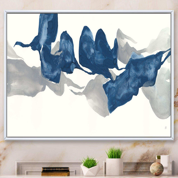 Gouache Sapphire on Gray - Modern Living Room Wall Decor