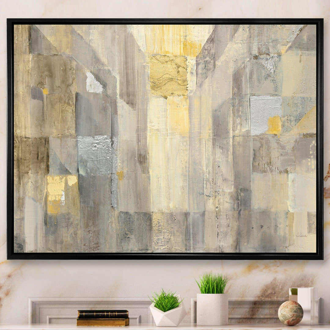 Gold Square Watercolor - Modern Bedroom Wall Art