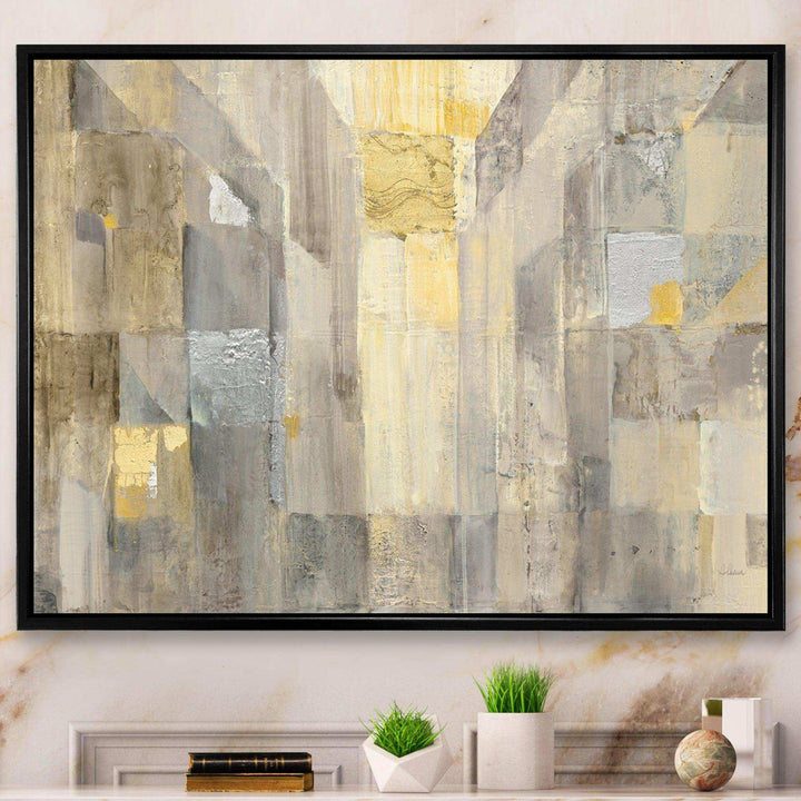 Gold Square Watercolor - Modern Bedroom Wall Art