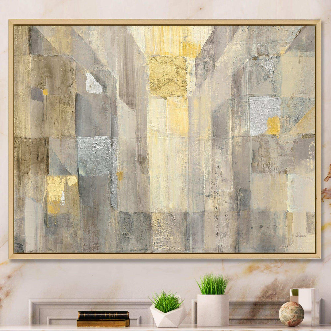Gold Square Watercolor - Modern Bedroom Wall Art