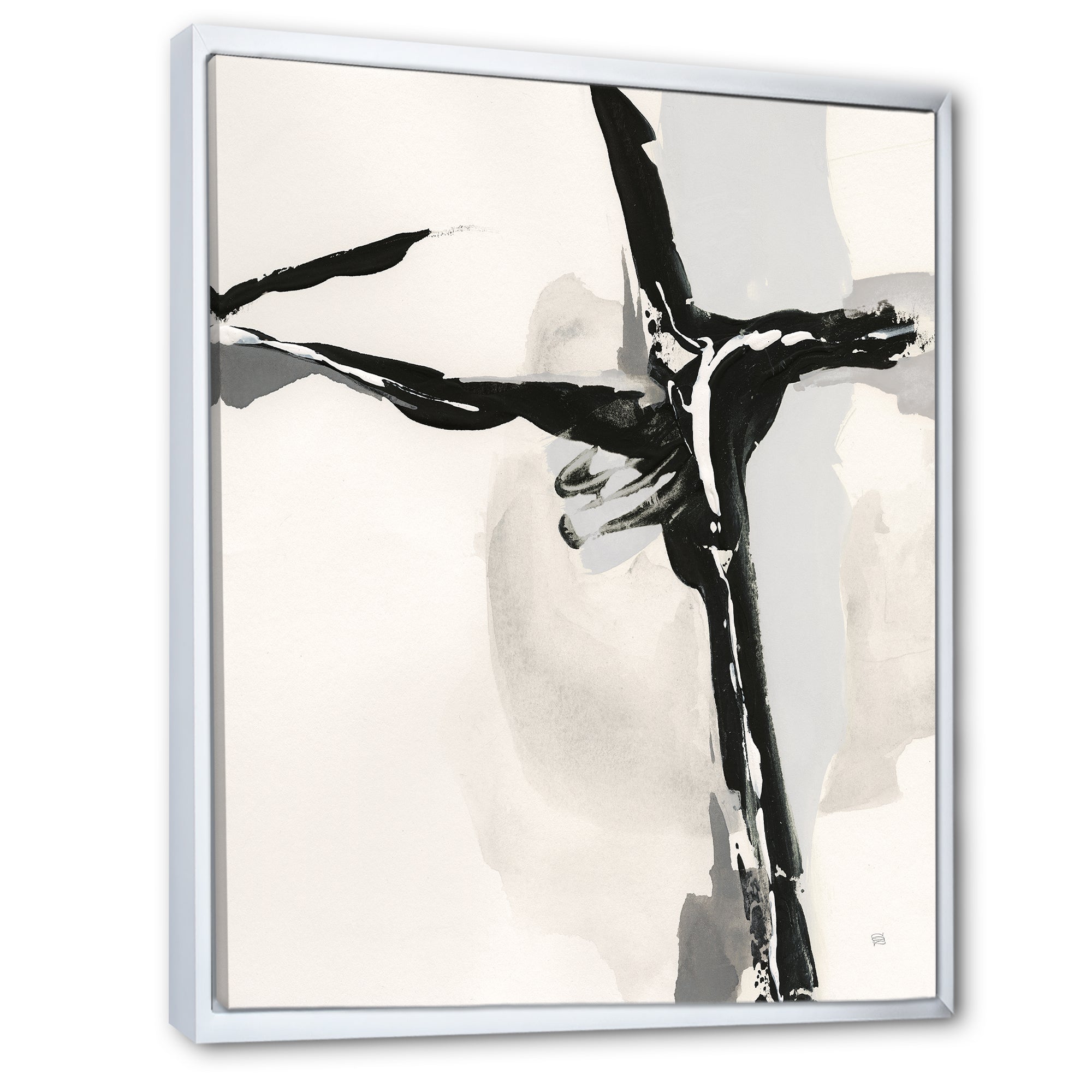 Abstract Neutral II Framed Canvas Matte White - 1.5" Thick
