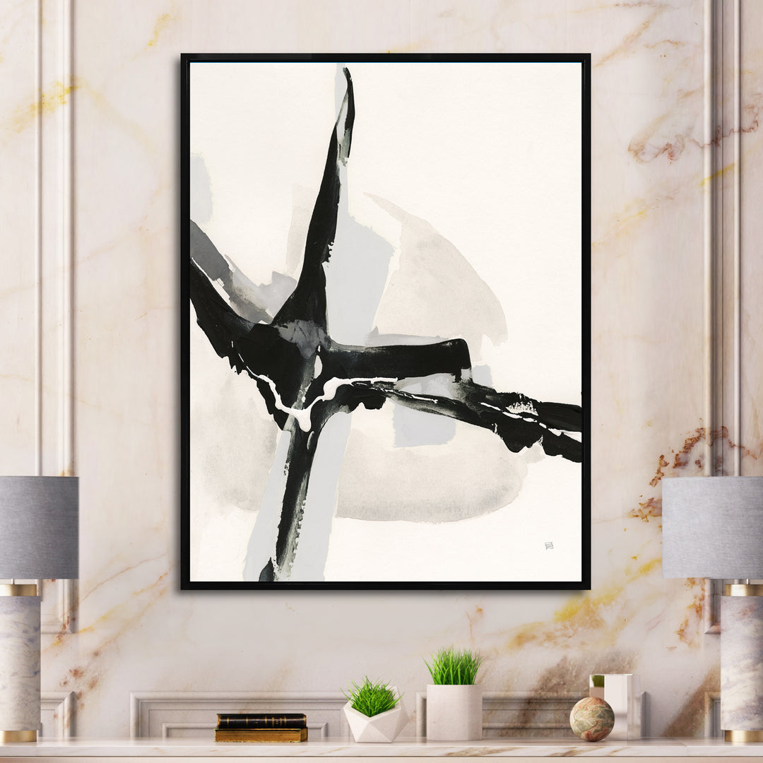 Abstract Neutral I Framed Canvas Vibrant Black - 1.5" Thick