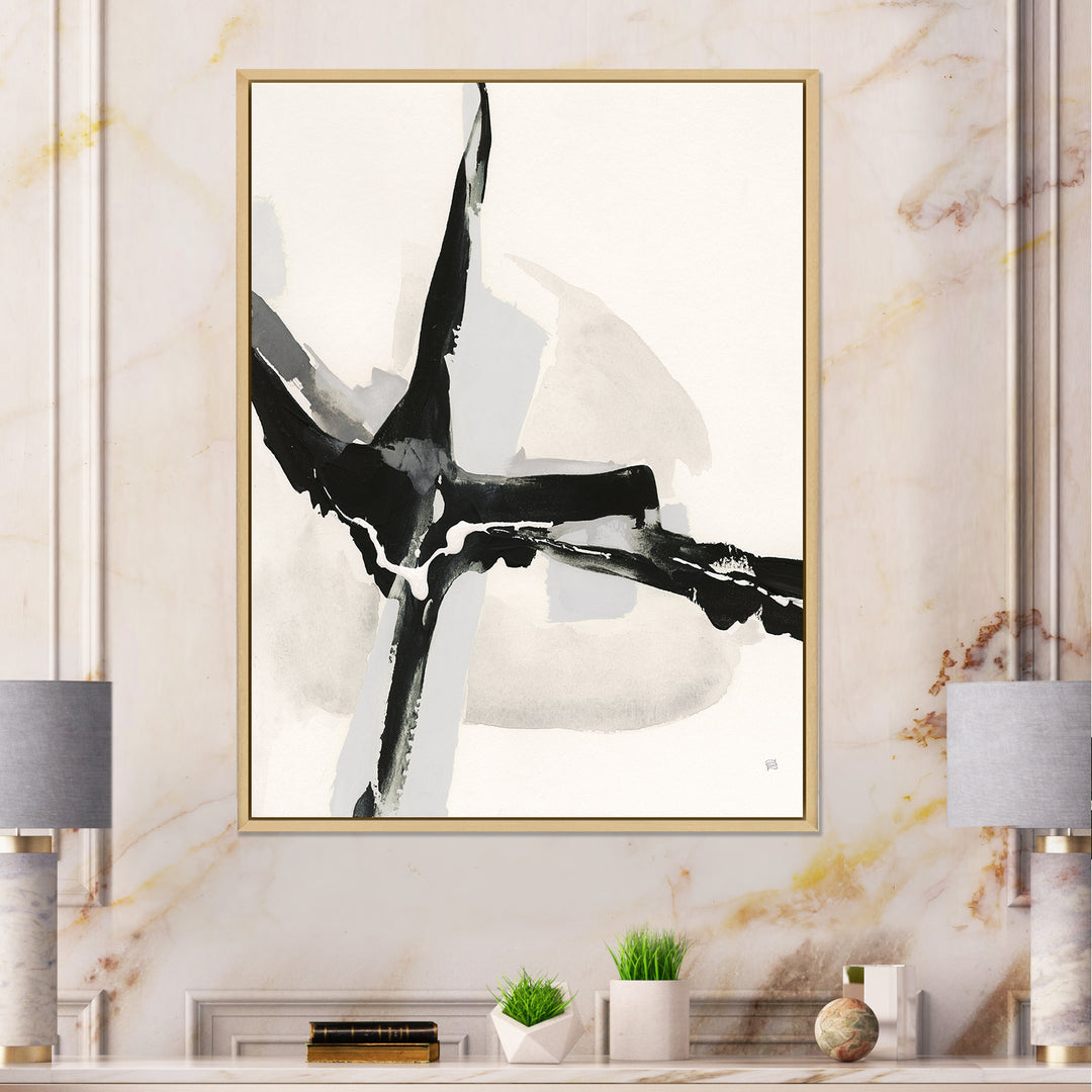 Abstract Neutral I Framed Canvas Matte White - 1.5" Thick