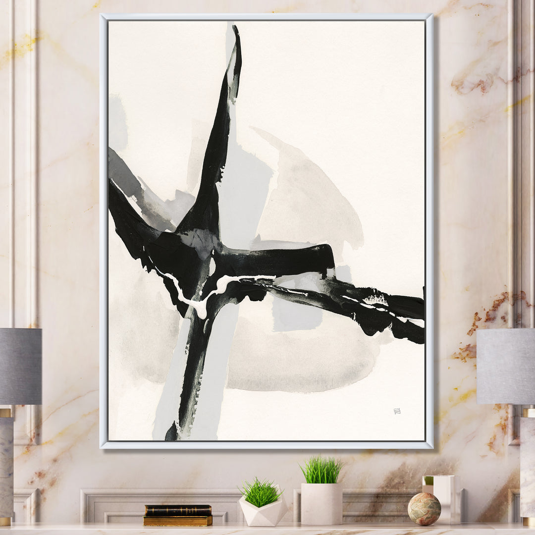 Abstract Neutral I Framed Canvas Matte White - 1.5" Thick