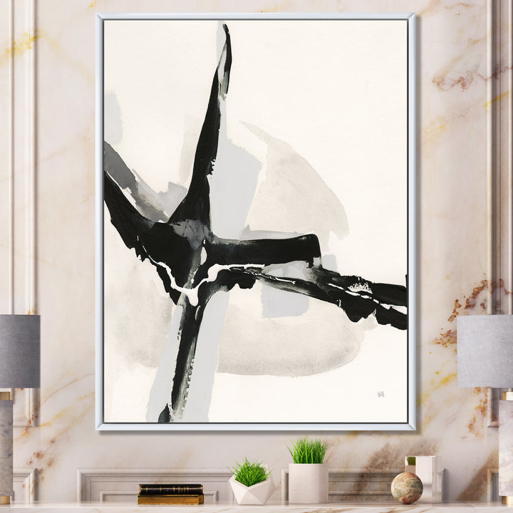Abstract Neutral I Framed Canvas Matte White - 1.5" Thick