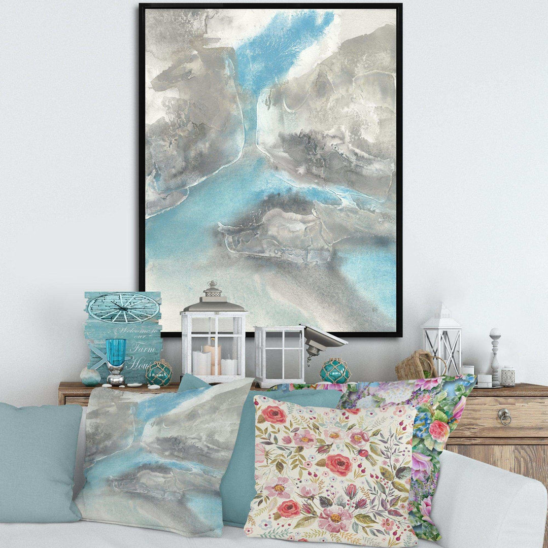Watercolor Minimal Blue Tones II - Mid-Century Modern Living Room Wall Decor
