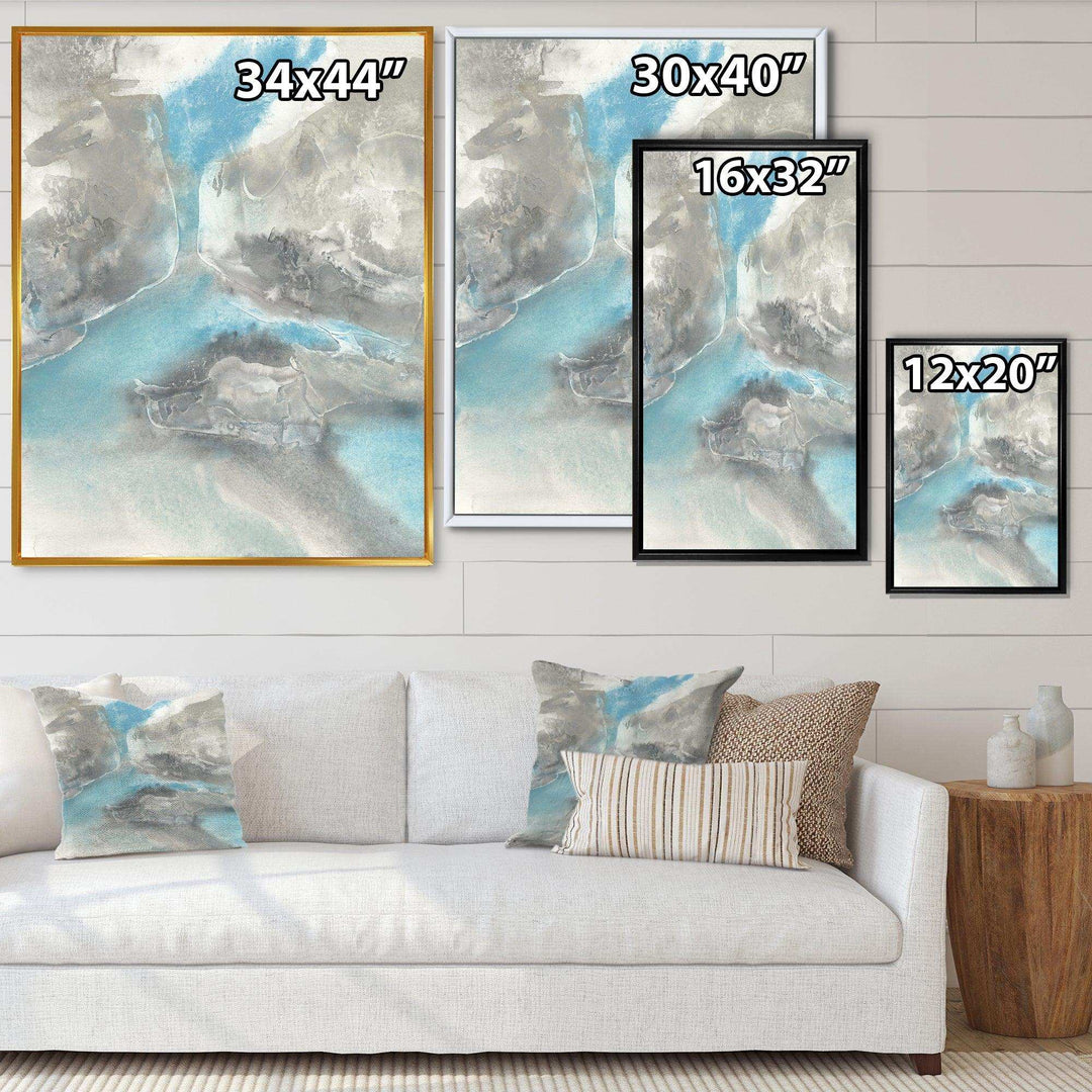 Watercolor Minimal Blue Tones II - Mid-Century Modern Living Room Wall Decor