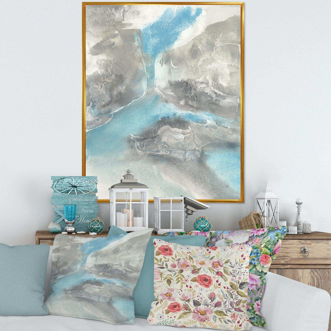 Watercolor Minimal Blue Tones II - Mid-Century Modern Living Room Wall Decor