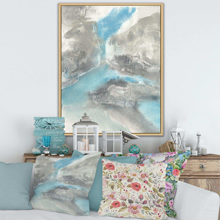 Watercolor Minimal Blue Tones II - Mid-Century Modern Living Room Wall Decor