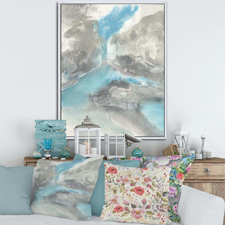 Watercolor Minimal Blue Tones II - Mid-Century Modern Living Room Wall Decor