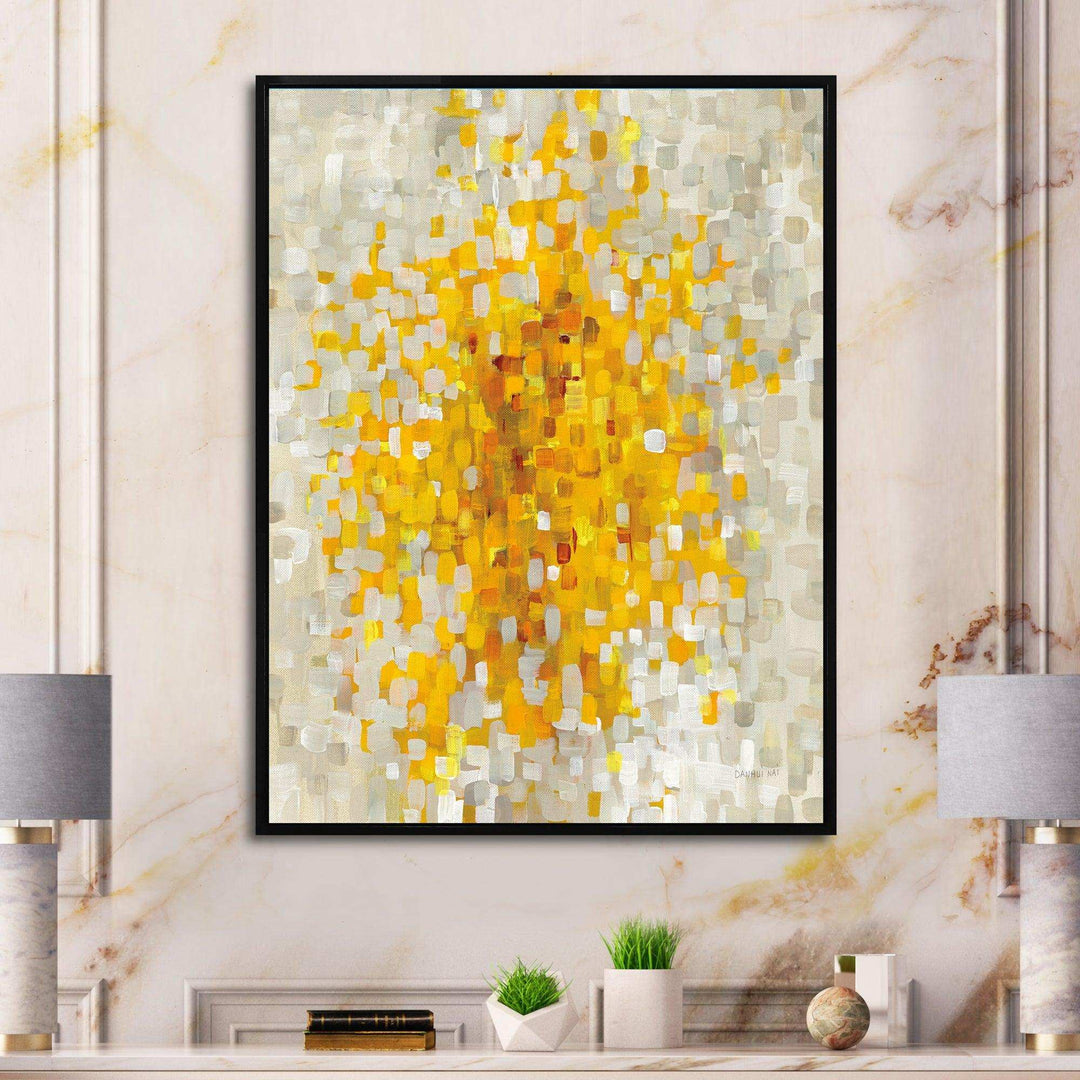 Glam Yellow Explosion Blocks - Modern Living Room Wall Decor