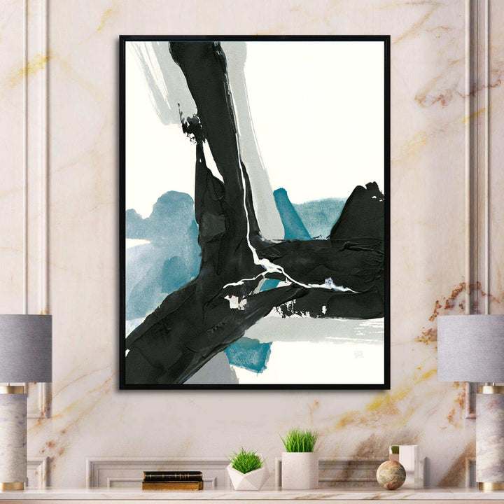 Geometric Black and Teal III - Modern Bedroom Wall Art