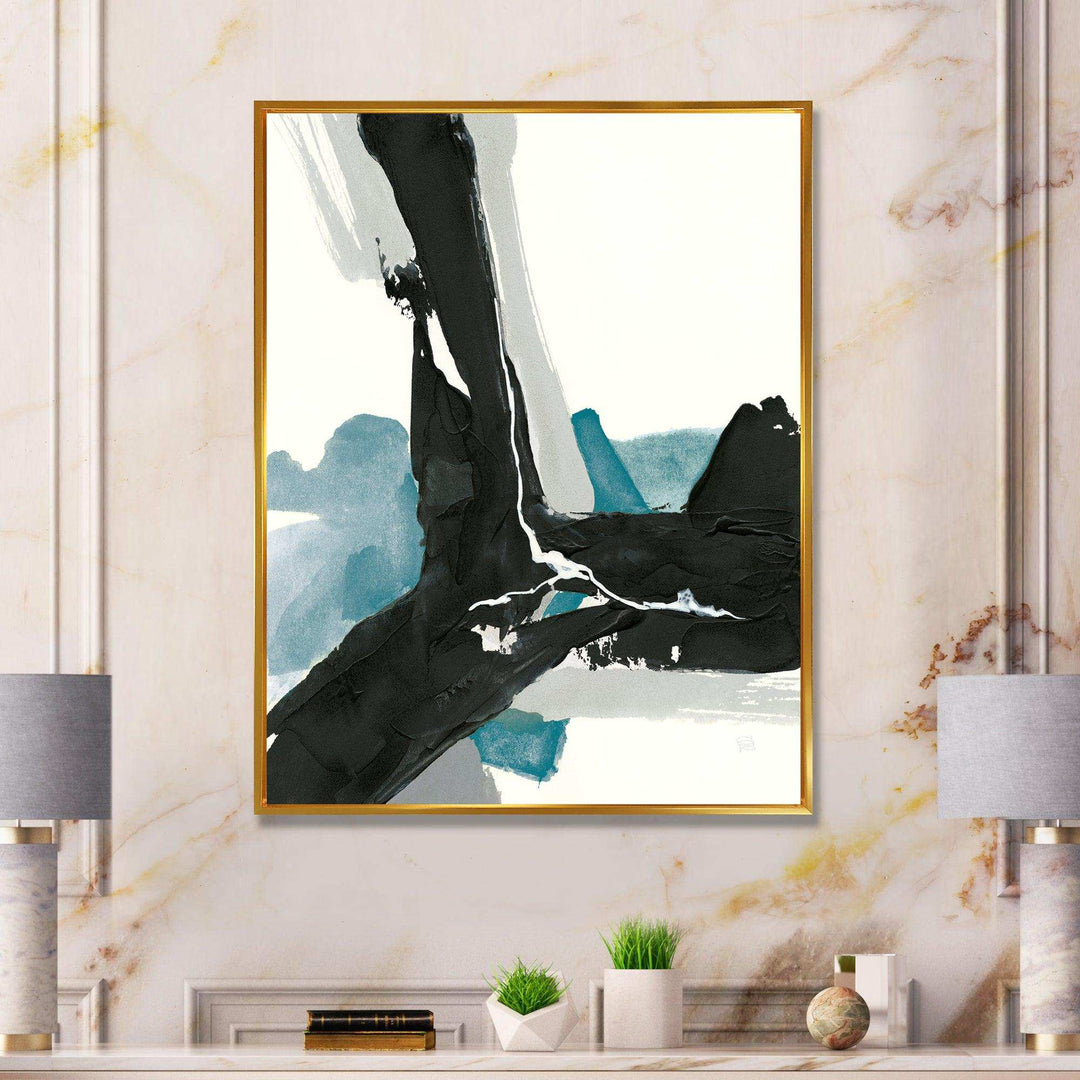 Geometric Black and Teal III - Modern Bedroom Wall Art