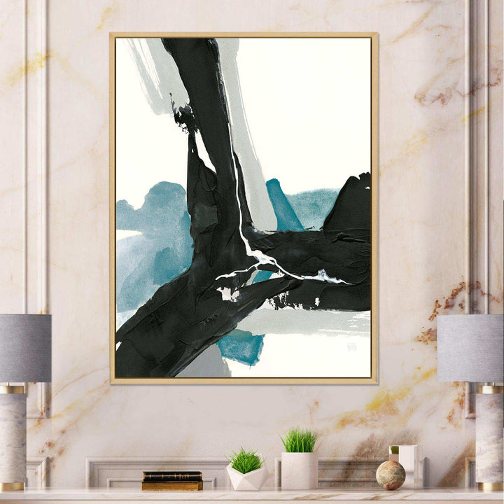 Geometric Black and Teal III - Modern Bedroom Wall Art
