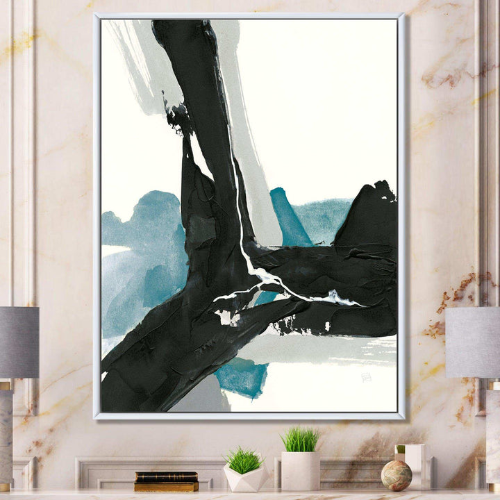 Geometric Black and Teal III - Modern Bedroom Wall Art