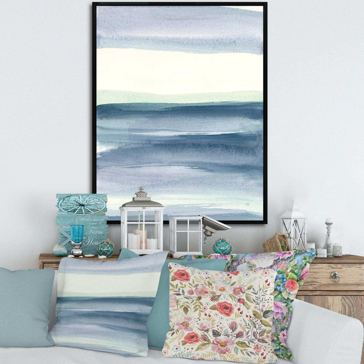 Mint Indigo Dawn I - Farmhouse Living Room Wall Decor