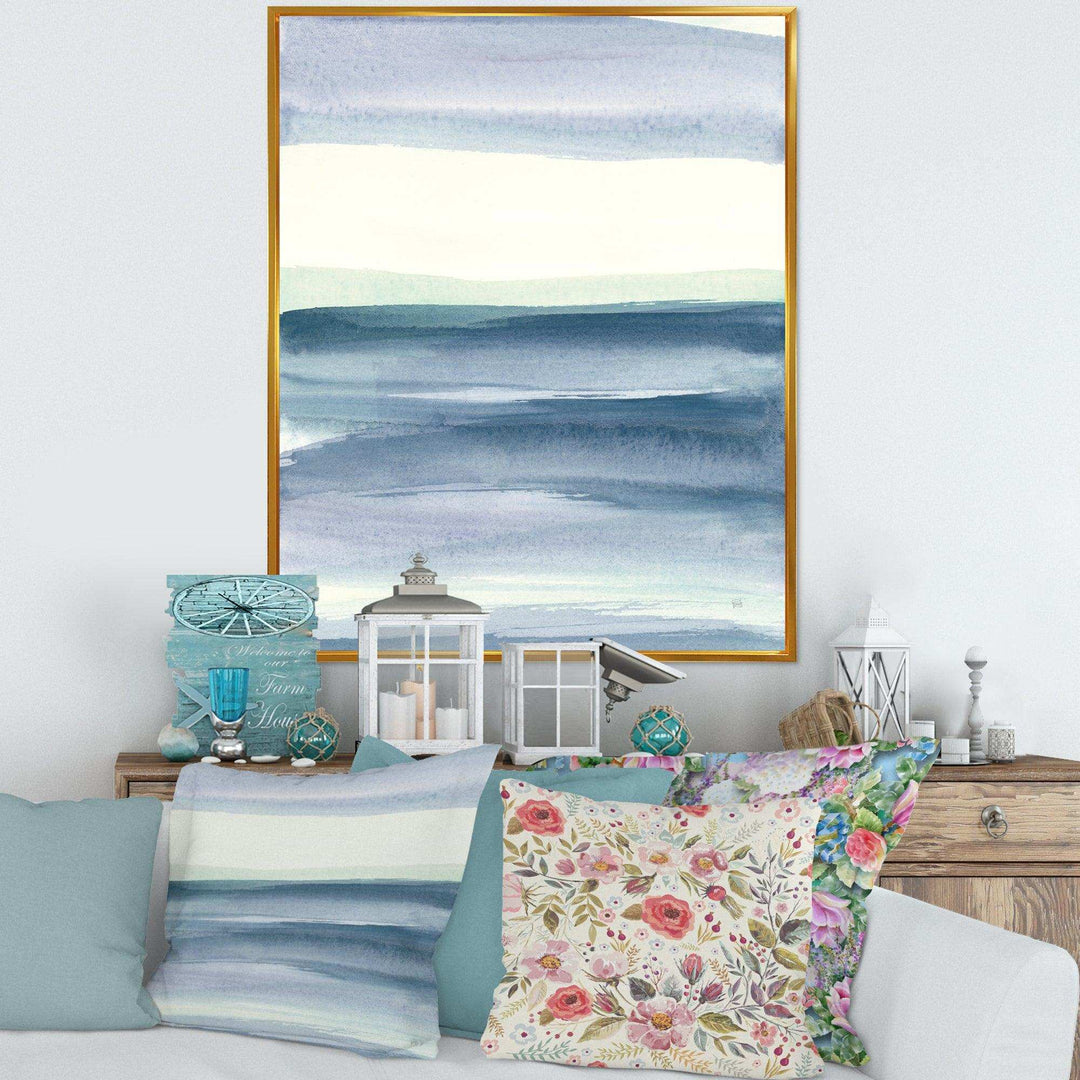 Mint Indigo Dawn I - Farmhouse Living Room Wall Decor