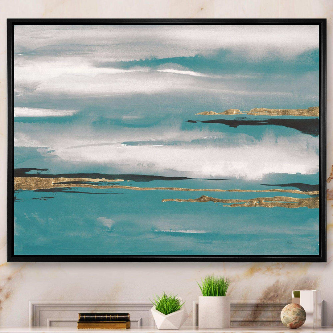 Glam Teal Watercolor II - Modern Canvas Wall Art