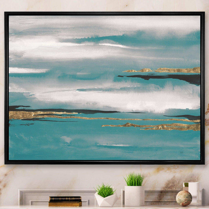 Glam Teal Watercolor II - Modern Canvas Wall Art