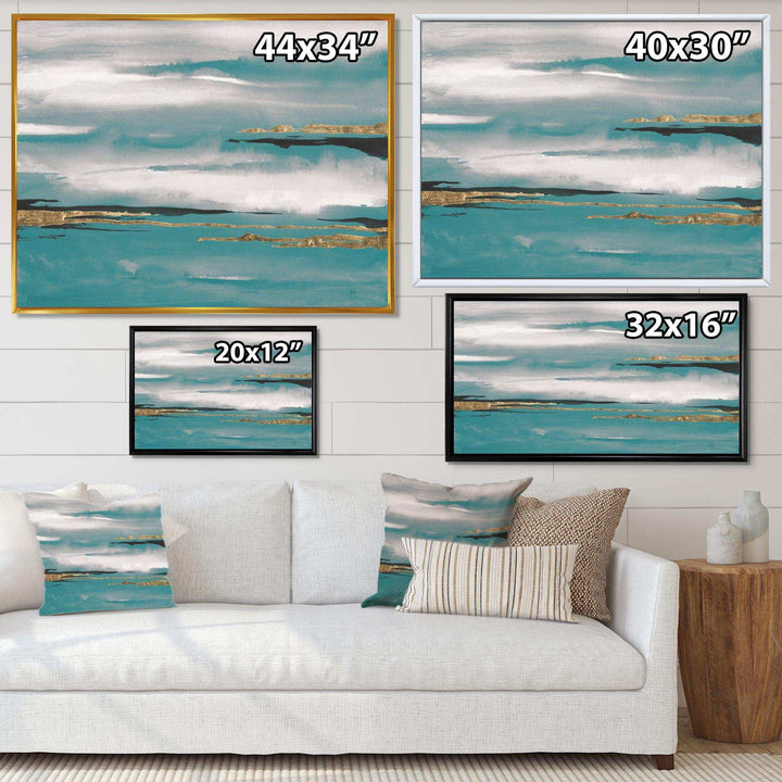 Glam Teal Watercolor II - Modern Canvas Wall Art