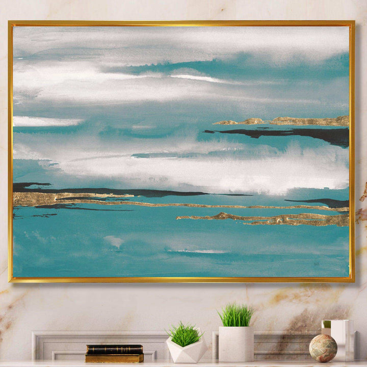 Glam Teal Watercolor II - Modern Canvas Wall Art