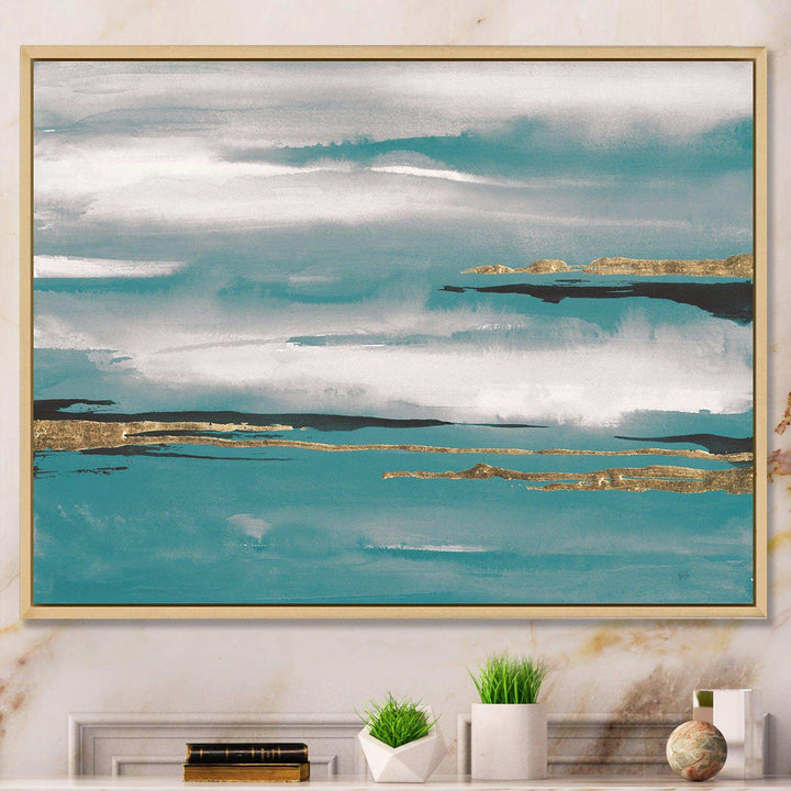 Glam Teal Watercolor II - Modern Canvas Wall Art