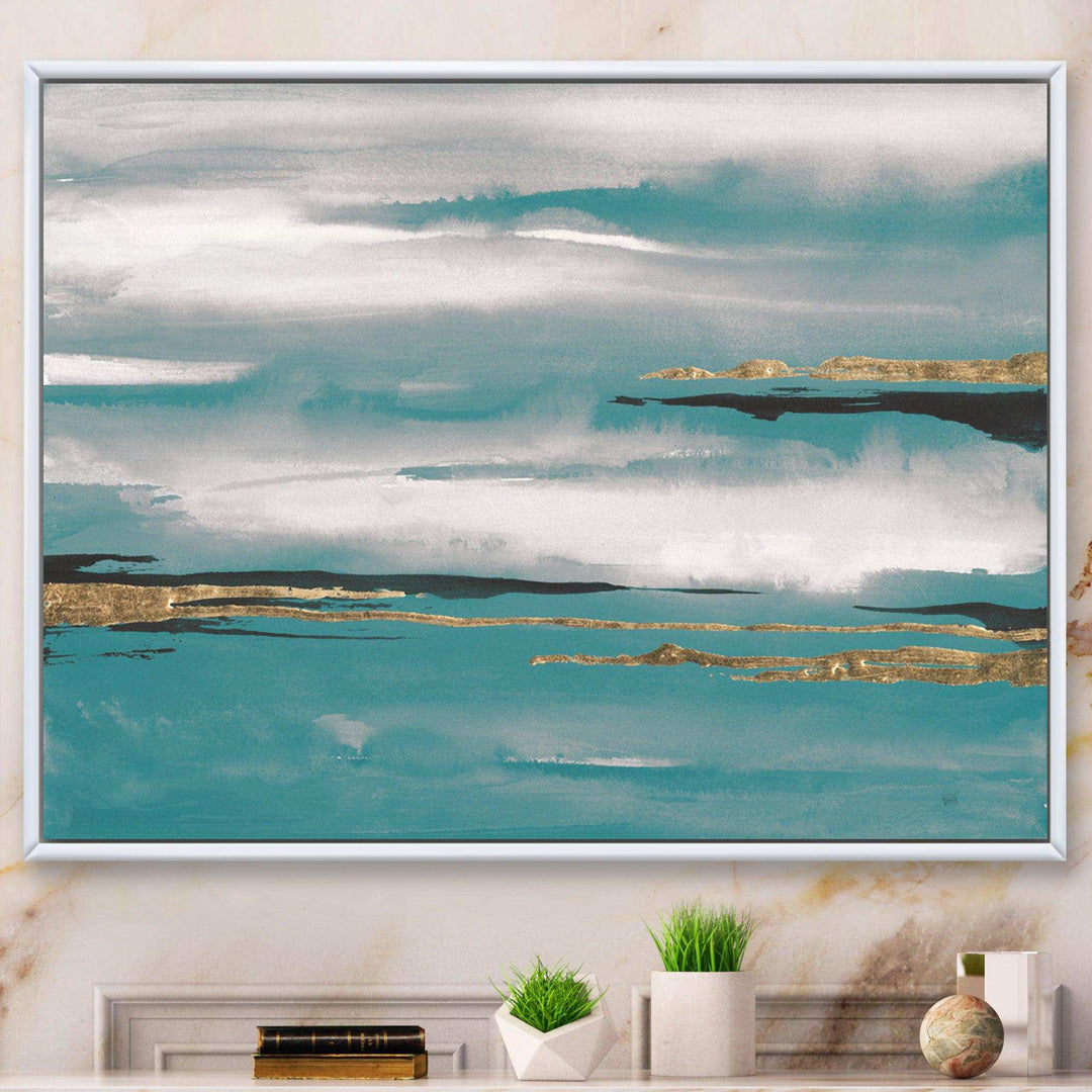 Glam Teal Watercolor II - Modern Canvas Wall Art