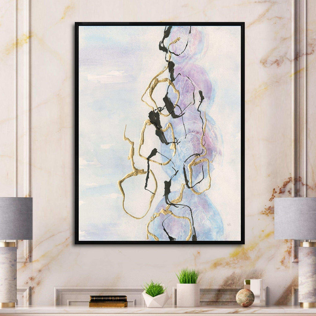 Gold Lines on Pastel I - Shabby Chic Bedroom Wall Art