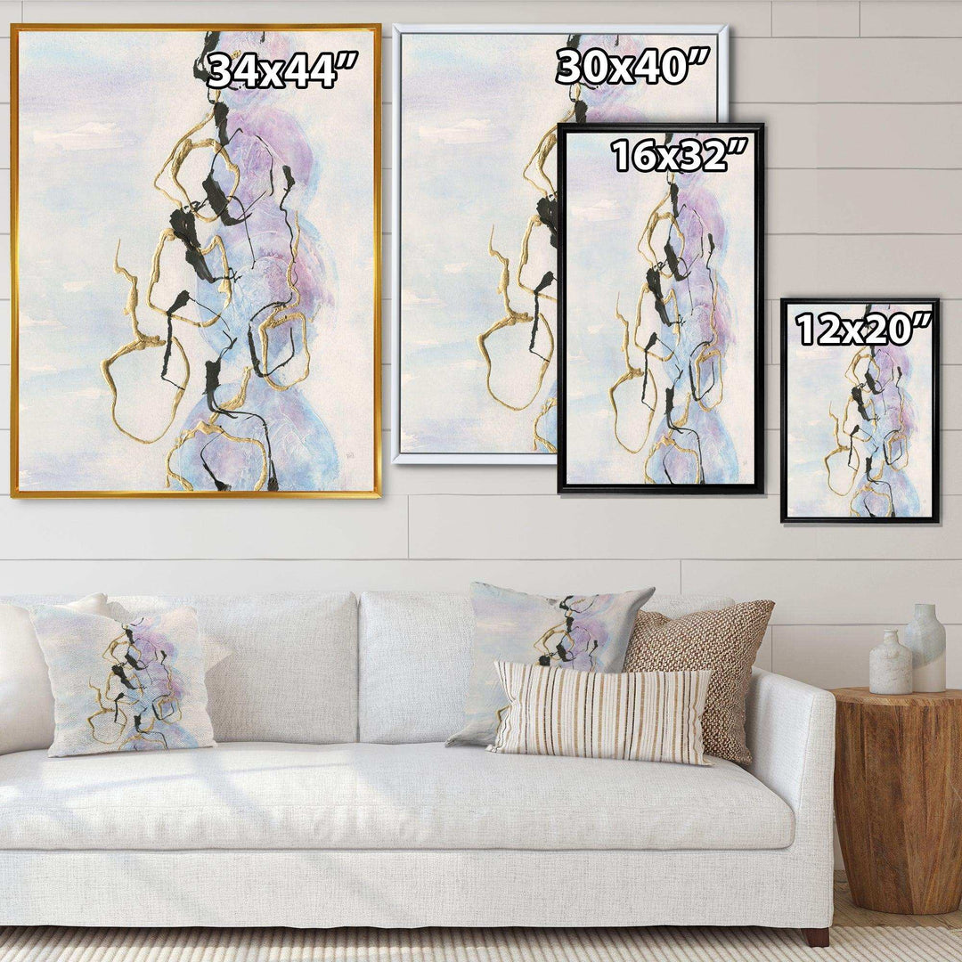 Gold Lines on Pastel I - Shabby Chic Bedroom Wall Art
