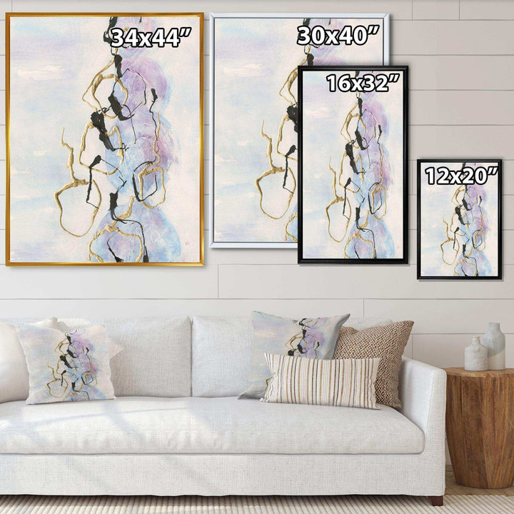 Gold Lines on Pastel I - Shabby Chic Bedroom Wall Art