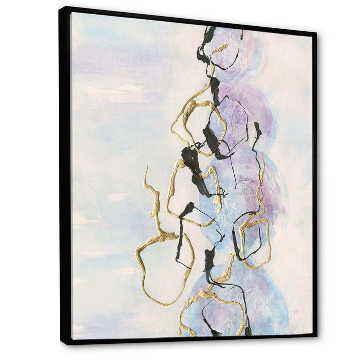 Gold Lines on Pastel I - Shabby Chic Bedroom Wall Art