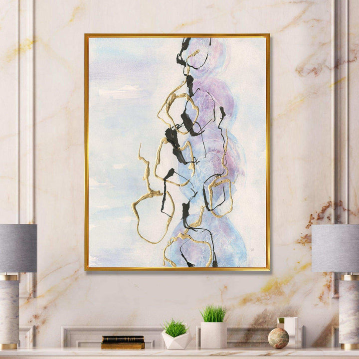 Gold Lines on Pastel I - Shabby Chic Bedroom Wall Art