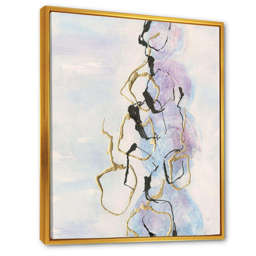 Gold Lines on Pastel I - Shabby Chic Bedroom Wall Art