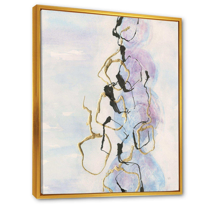 Gold Lines on Pastel I - Shabby Chic Bedroom Wall Art
