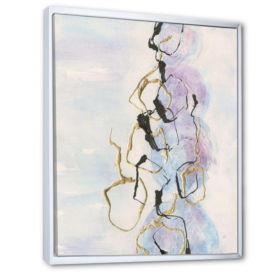 Gold Lines on Pastel I - Shabby Chic Bedroom Wall Art